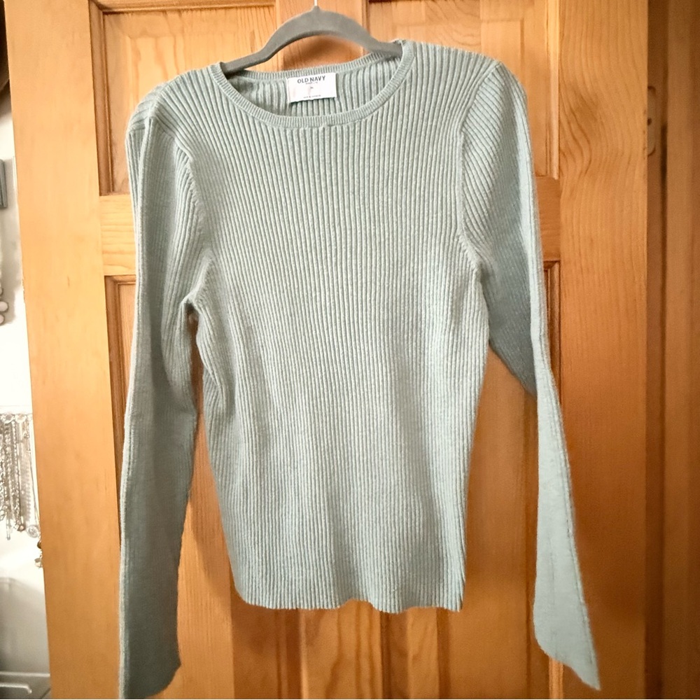 Old Navy Ribbed Knit Lightweight Sweater Heathered Jade Green Size XL NWOT
